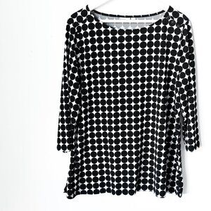 CROFT & BARROW Black & White 3/4 Sleeves Blouse - Size XL